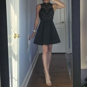 Never Worn - Windsor Black Lace Halter Dress